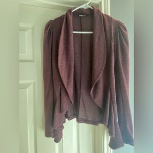 Women's Burgundy Open Front Cardigan